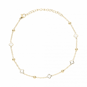 0105FG01 Fußkettchen Weiß PVD-Echtgold-Beschichtung PVD-Echtgold-Beschichtung