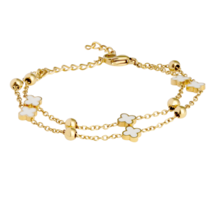 0105BG01 Fußkettchen Weiß PVD-Echtgold-Beschichtung PVD-Echtgold-Beschichtung
